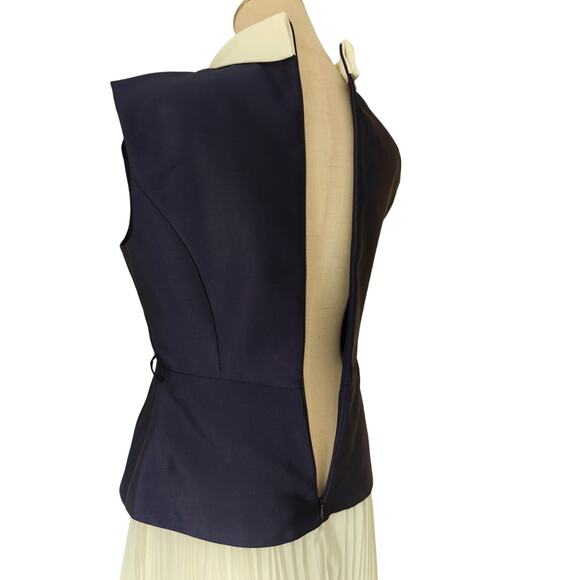 Self Portrait Navy Boucle And Chiffon Mini Dress US 6 - Picture 11 of 12